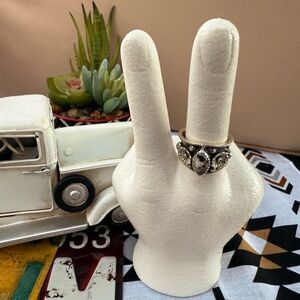 A16 White Buffalo Turquoise Wide Band Ring in a 92.5% Silver Setting